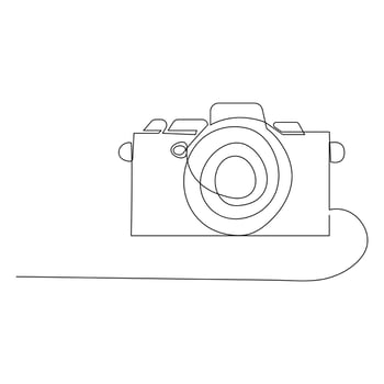 Continuous one line drawing hd photo camera outline vector illustration.