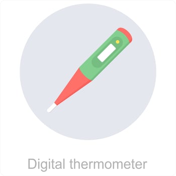 Digital Thermometer and digital icon concept vector