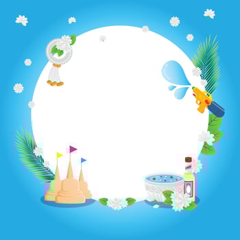 water summer Songkran festival thailand culture border Banner backgroung design vector