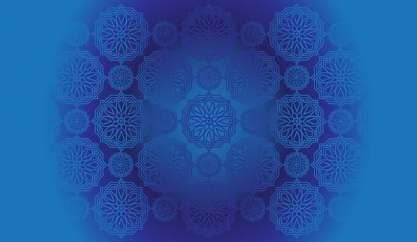 vector gradient floating ripple blue colours background with a pattern of mandala arabic calligraphy geometric islamic ornament decor frame eid ramadan