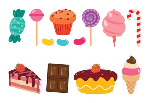 Set Of Cakes and Desserts vector