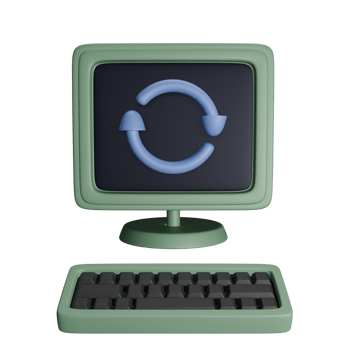 Computer machine is undergoing recyle for updates png