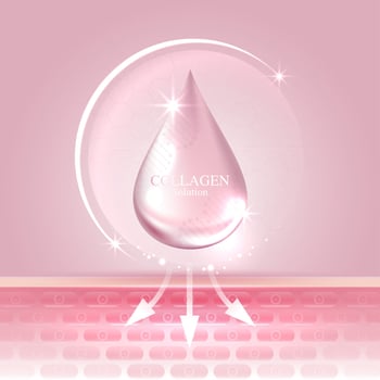 Collagen solution and DNA on a pink background. vitamin solution complex with chemical formula from nature. beauty treatment nutrition skin care design. medical and scientific concepts. vector design.