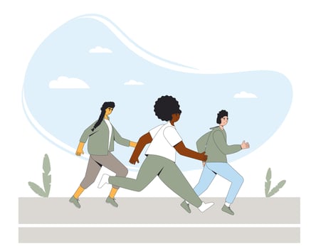 Running people. Different runners marathon vector