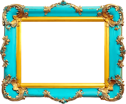 blue and gold photo frame png