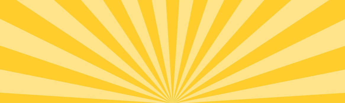 Banner, yellow Sunrise sunbeam rays, lines background, light vector