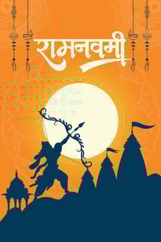 Happy Ram Navami cultural Banner Hindu festival vertical post wishes celebration card Ram Navami celebration background and  Yellow Background Indian Hinduism Festival Social Media Banner vector