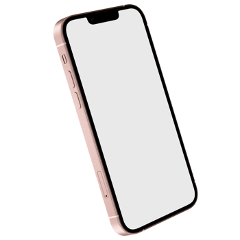 Isometric style photo of pink smartphone similar to iphone without background. Template for mockup png