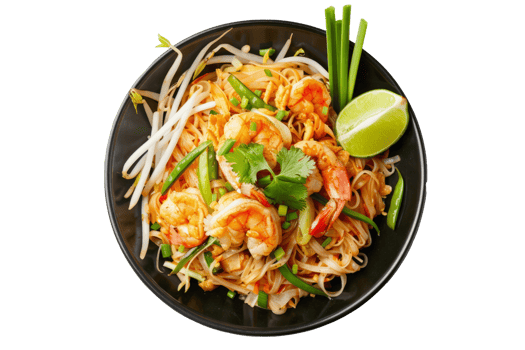 AI generated Pad Thai noodles isolated. Traditional Asian street food png