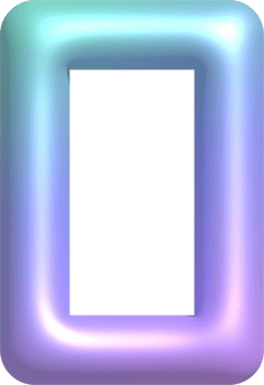 3D abstract geometric shape with blue purple gradient. Isolated element png