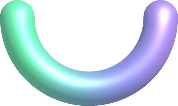 3D abstract geometric shape with blue purple gradient. Isolated element png