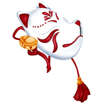 Kitsune mask illustration on transparent background. png