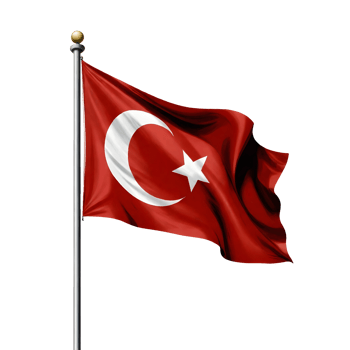 AI generated Waving Turkish flag with a transparent background png