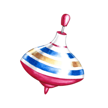 A whirlwind, a top. A child's toy. Handmade watercolor illustration. Isolate. For greeting cards, stickers and decorations, compositions and labels, packaging and prints. png