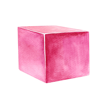 Pink cube. A child's toy. Handmade watercolor illustration. Isolate. For compositions of postcards, banners, stickers and decorations, labels, packaging and prints. png