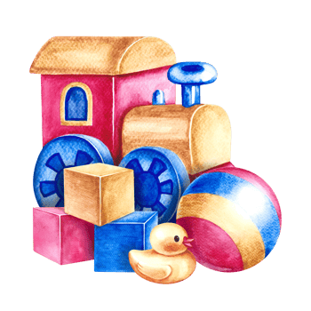A toy train. Handmade watercolor illustration. Isolate. For the design of children's books, postcards and flyers. For labels, packaging and prints of children's goods. png