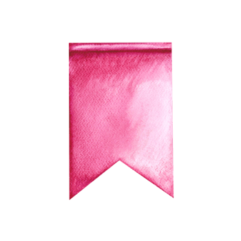 Pink holiday flag for garlands. Decorative elements of holidays and parties. Handmade watercolor illustration. Isolate. For the design of greeting and invitation cards, flyers, banners and posters. png