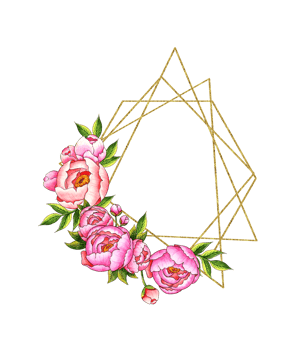 Watercolor illustration frame geometric with pink peonies, buds and leaves. Botanical composition isolated from background. Great pattern for home decor, stationery, wedding invitations png