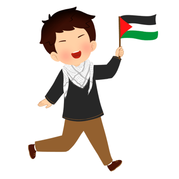 Little Kid Holding Palestine Flag Illustration png