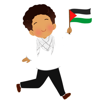 Palestinian Boy Holding Palestine Flag Illustration png