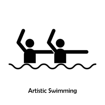 Artistic Swimming flat black icon vector isolated on white background. Olympic Sports.