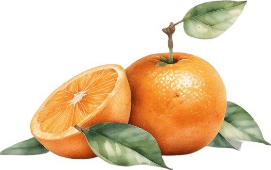 AI generated Watercolor painting of orange fruit. png