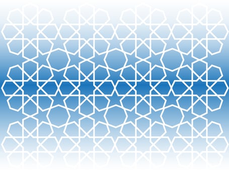 vector gradient blue sky and white colours background with a pattern of circles and stars arabic islamic ornament decor frame eid ramadan