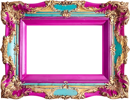 AI generated a pink and blue frame with gold trim png