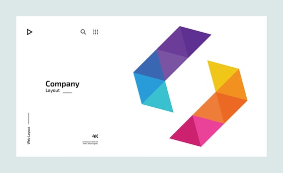 Creative business landing page design with multiple colored shapes vector
