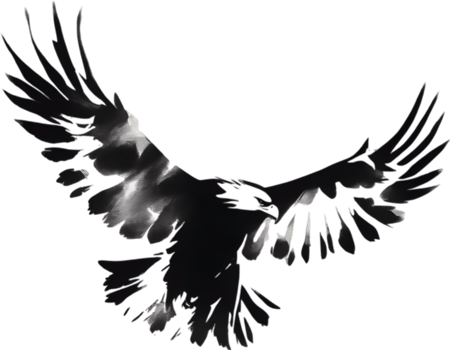 AI generated Japanese-style painting with brush strokes of Eagle birds. png