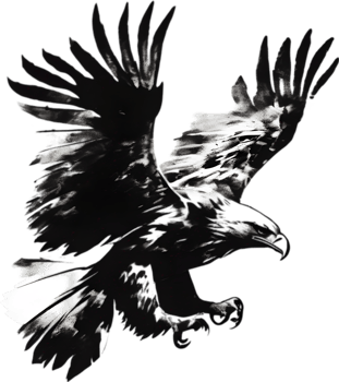 AI generated Japanese-style painting with brush strokes of Eagle birds. png