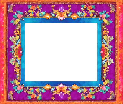 AI generated a colorful frame with flowers and leaves png