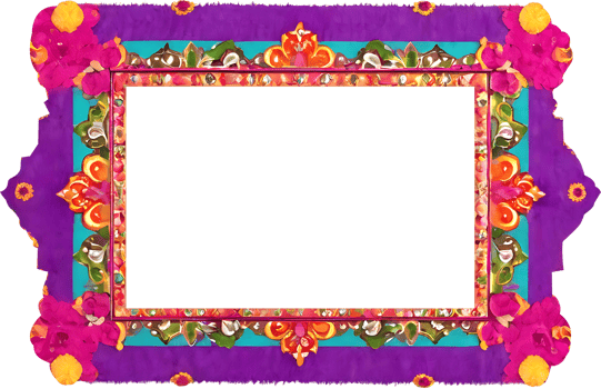 AI generated a colorful frame with flowers and a border png