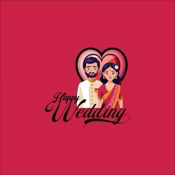 Indian Wedding Anniversary greetings on white background. Vector Illustration