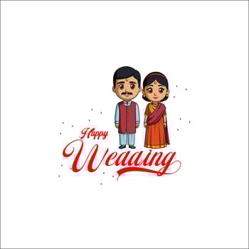 Indian Wedding Anniversary greetings on white background. Vector Illustration