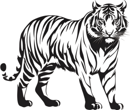 AI generated Japanese-style painting with brush strokes of a Tiger. png