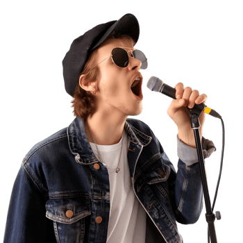 AI generated guy sings karaoke on transparent background png