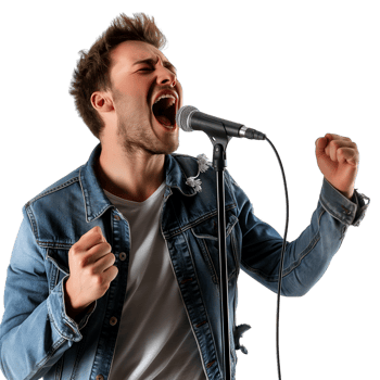 AI generated guy sings karaoke on transparent background png