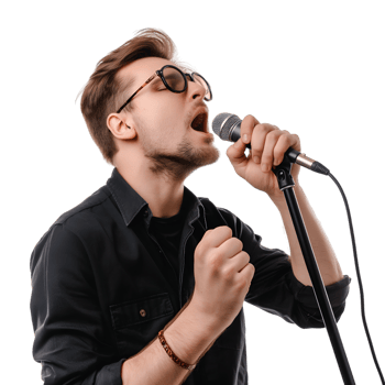 AI generated guy sings karaoke on transparent background png