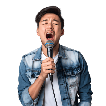 AI generated guy sings karaoke on transparent background png