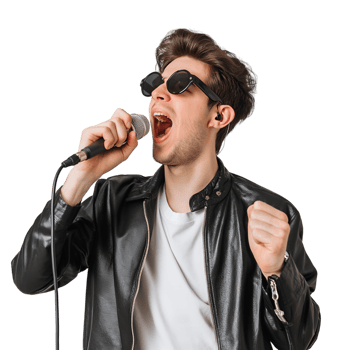AI generated guy sings karaoke on transparent background png