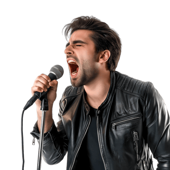 AI generated guy sings karaoke on transparent background png