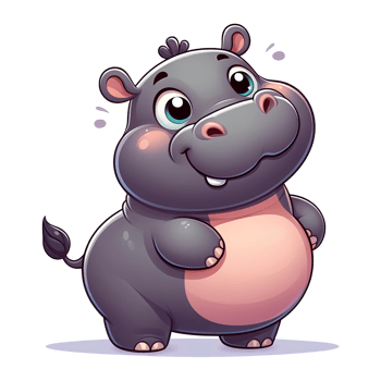 AI generated adorable hippo cartoon png
