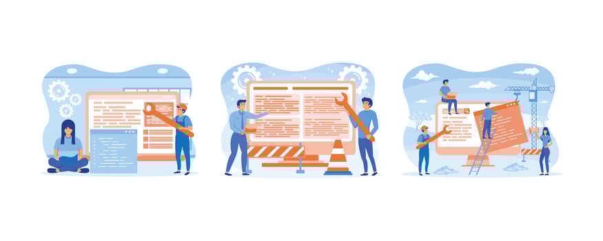 Landing page template of System Maintenance Concept. System Maintenance  Concept. Landing page template of System Maintenance Concept. Set flat vector modern illustration