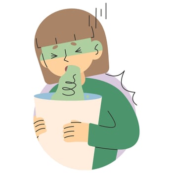 Vomit 8 cute on a white background, vector illustration.