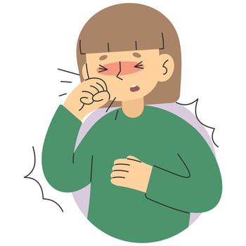 Cough 8 cute on a white background, illustration. vector