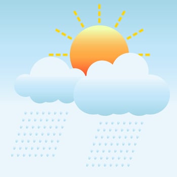 Rain clouds and sun in the sky in the rainy season vector
