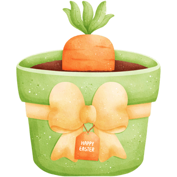 Watercolor Easter Carrot in Flowerpot Illustration png