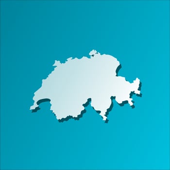 isolated simplified illustration icon with blue silhouette of Switzerland map. Dark blue background vector