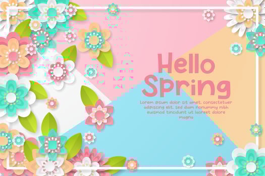 Spring Background template with beautiful colorful flowers. vector